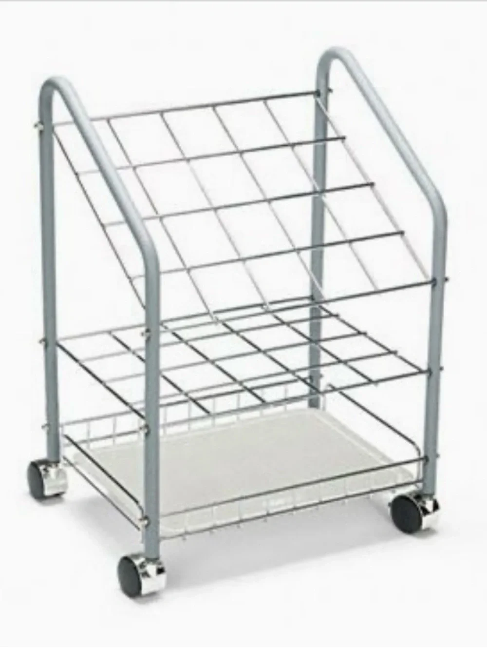 Rolling Blueprint & Document Organizer Cart in Gray and White